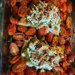 I loved the combination of the goat cheese and walnuts with the salmon!
