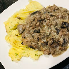 Substituted the noodles with mashed potatoes. My husband and I both enjoyed it!