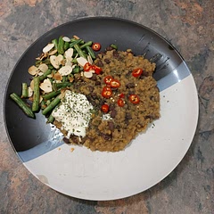 Only made two servings so lentils cooked in half the time (10 mins). Roasted the flaked almonds in a pan before serving. So delicious 🤤
