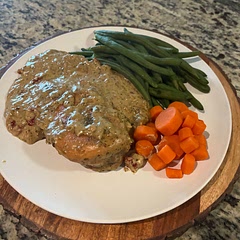 Cooked beans and carrots on the side. 
Added flour to thicken the sauce.
Be careful with salt, the stock and the pesto are already salty.