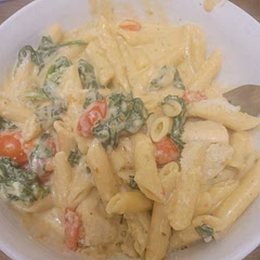 Used sliced grape tomatoes and 2 cups of broth