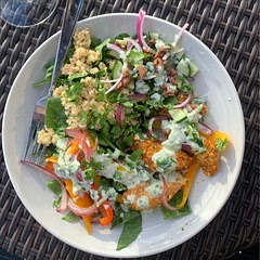 Made quinoa and added some spinach to the base too. Super yummy!