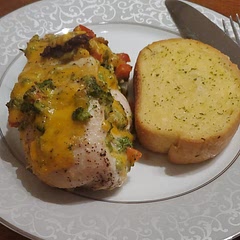 I put WAY more seasoning and olive oil so it wasn't bland. Good but dry. Could use tweaking but as a non chef it came out pretty good.