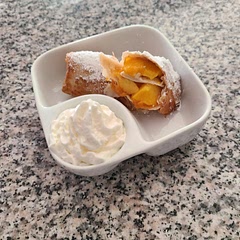 Delicious filling!  Make sure to add the butter after the sauce has thickened a little.  I wrapped the filling in an egg roll wrapper and fried.  I over dusted with powdered sugar.  You can dip them in whipped cream, add ice cream or eat plain.  This is a fantastic filling.