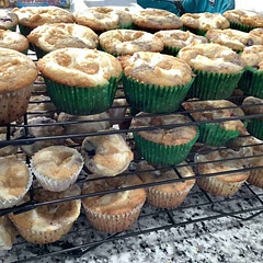 Used whole wheat flour. Not bad, but I think half and half flour would be better. Tripled the recipe and made 2 dozen mini muffins and 46 regular muffins. I also used frozen blueberries and it didn’t affect the cook time.