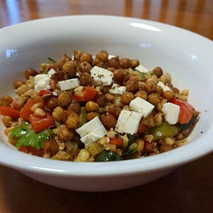 Added chick peas as per others comments. Diced bacon was not a bad addition either.