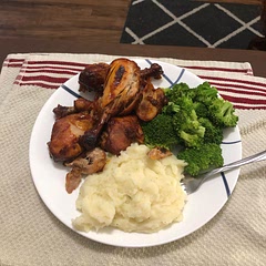It turned out really good! I mixed in a bunch of seasoning into the bbq sauce before hand and then served the chicken with mashed potatoes and steamed broccoli. Amazing!