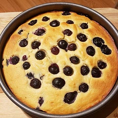 Delish! Moist and just sweet enough. Easy to make, one bowl. I ran out of vanilla extract over the weekend so subbed vanilla paste instead, which worked out well. Wish I had some whipped cream.