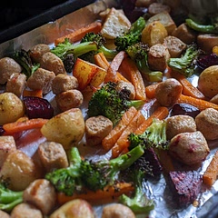 Very tasty. I used vegetarian sausage and it was lovely. I used a different variety of vegetables as well.