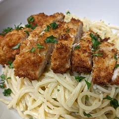 Really tasty and super simple. Could make it faster by using ready breaded chicken