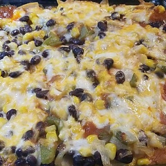 Used bell pepper and onion sauteed instead of zucchini. Not bad. Will make again.