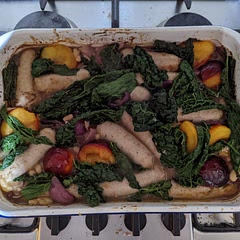 Made ours using chicken sausages, beautiful tasting and very filling.