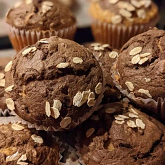 Separated 1/3 cup of batter and added cocoa powder to top each muffin liner before baking