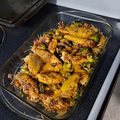 Between the bacon and the broccoli it smoked my house up pretty bad so might cook it it in the air fryer next time but other than that pretty good!