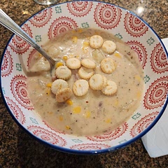Really good! I added an extra can of clams, a can of corn, and a pinch of cayenne.