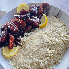 I made it a bit differently, using chicken breasts instead of thighs and I paired it with some couscous on the side! It was delicious!