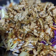 Served over a rice vermicelli and veg stir fry, and used oyster sauce instead of fish sauce. Took a lot longer than the suggested 6 minutes to start to caramelize but really tasty!