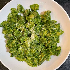 My recipe! I had so much spinach and I didn’t want it to go bad. Delicious savory option that kids will like! If they can get past the bright green color ;)