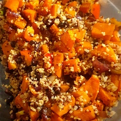 I added chopped dates and replaced the coriander with spring onion - very tasty!