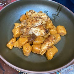 1 cup of flour per sweet potato (let cool after smashing before making dough)
Sauce:
- cherry tomatoes
- basil 
- olive oil 
- 1 shallot 
- 1/2 a whole garlic roasted
- Jack’s secret Italian seasoning blend