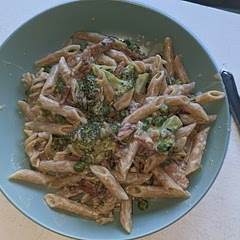 I added the broccoli to the pasta saucepan, towards the last 5 minutes of cooking rather than cook separately. I also added frozen peas. This meal was ever so easy and a hit with the kids.
