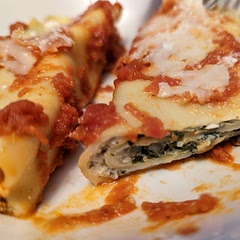 We could not find the wheat lasagna noodles, so ours was probably not as skinny as advertised, but the filling was very delicious and the dish was fairly easy to make.