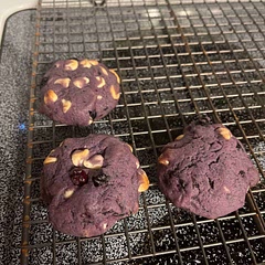 I used real butter and a cup of frozen blueberries and they turned out great!