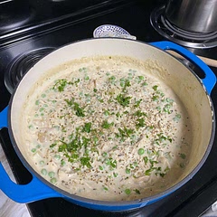 This was SO GOOD. As someone who recently found out they should avoid gluten/dairy, I was stoked to be able to make a comfort food that left my stomach happy. I soaked the cashews is near boiling water for 45 minutes, adding hot water when the existing water became just warm. I forgot carrots so I added more celery and potatoes. I used baby Yukon golds and felt that did wonders for ease of prep. Instead of poultry seasoning, I combined a variety of seasonings to my heart’s content. I used Italian seasoned rotisserie chicken from HEB and topped with parsley. Go heavy on the seasonings!