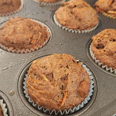 So good!!! Not too sweet, not too spiced, just a perfectly good muffin. I made it with flax and without orange zest and it made 15-1/2 muffins.