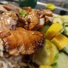 Great. I served with rice and a cucumber mango soy salad