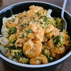 I added onion to garlic and brocoli after cream. And doubled the sauce. Delicious