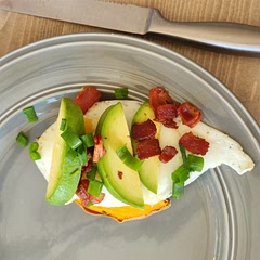 I forgot to add sauces but added avocado as a topping as well since I can't have cheese.
