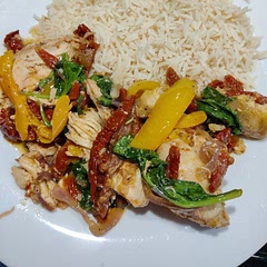 I added some Italian herbs, and yellow peppers. It was amazing! My kids didn't like it, but I'm not at all surprised. My husband went back for seconds, so I know it's good lol