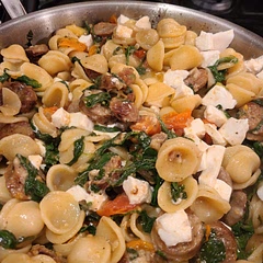 So good, so easy!  We added hot and sweet sausage and I think next time I'll add more vegetables. Maybe zucchini or spinach. The baby and hubby both loved it