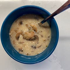 This soup is delicious, savory, and perfectly salty. As Grandma says, “I followed the recipe except” 1) I used plain Greek yogurt in place of sour cream, and 2) chicken broth instead of stock. It would probably be even richer without those subs.