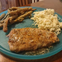 Served it with couscous and air fried green beans. Used leas Cajun since it's typical too salty. I should have used the entire amount because it wasn't very spicy.