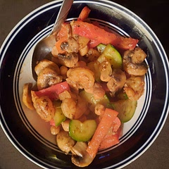 Took out tomatoes and used sweet onion instead of red. Also added fresh mushrooms. Receipe is hard to weed through, so got the basics and winged it. This is something I would make again.