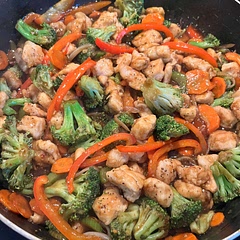 Loved this! Very tasty. I omitted the chilies and peanuts. Not a fan of those. Still delicious! Make your sauce ahead of time for quicker cooking.