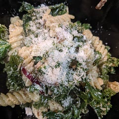 I thought the flavor of the kale overwhelmed everything else. Next time I'll either double the pesto or add a few cloves of garlic. 
However it still tasted nice and was easy to make
