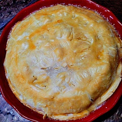 Wonderful comfort food dish. I used frozen stew vegetables because they included potatoes. Served with stuffing and bisquits.