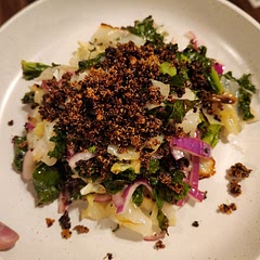 Yes, I did burn the quinoa. It wasn't crisping (probably due to me using too much oil/not leaving enough room on the pan), so I hit it with the broiler for a few minutes and then uh it was too crisp. 😅 Still delicious though!