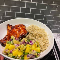 The sweetness from the salsa was incredible. I did make it lime and coriander rice and it was just French kiss. Wouldn’t air fry the salmon again though