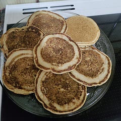 My batch needed more fluids, so I added a quarter cup of water. We also ditched the sugar since our protein powder is pre sweetened. Other than that, fluffy and delicious!