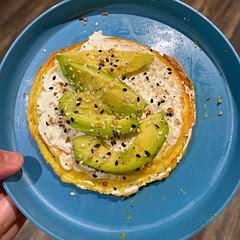 Added avocado, super yummy! Fulfills my bagel craving