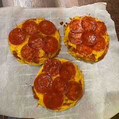 My husband loves pizza and approves this! I didn’t have mozzarella so cheddar cheese was used