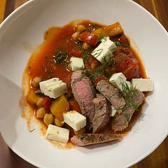Didn’t have orzo or any pasta, so substituted chickpeas. Also added lamb on top.
