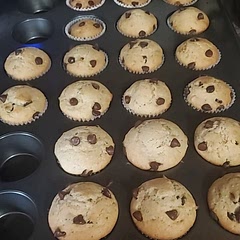 I baked for 24 mins and did not top with extra sugar. They were amazing and quick to make! I did not do anything g else to the recipe, just used a bigger try with smaller cup size. Make 24 regular size muffins