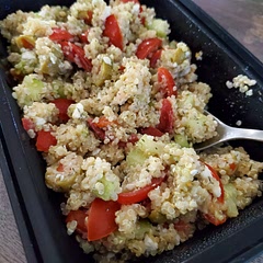If you're familiar with making similar types of quinoa salads this recipe isn't going to wow you, but it's a good blueprint and would be easy to customize to your own tastes. Keeps very well in the fridge so good for meal prep