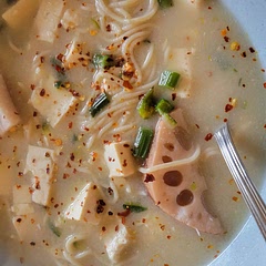 Added lotus root instead of carrots and used fresh chives instead of dried