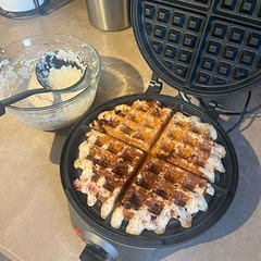 Very yummy! I made them as strawberry waffles— but had to sub flax eggs and it was hard to get out of the iron.